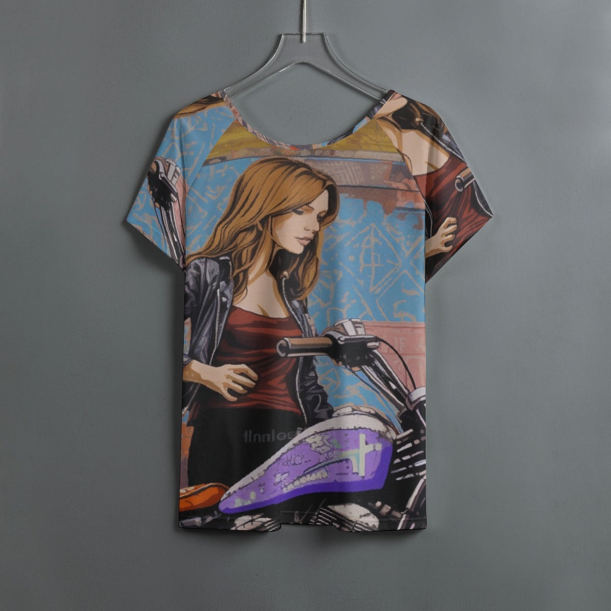 All-Over Print Women's Round Neck T-shirt With Raglan Sleeve