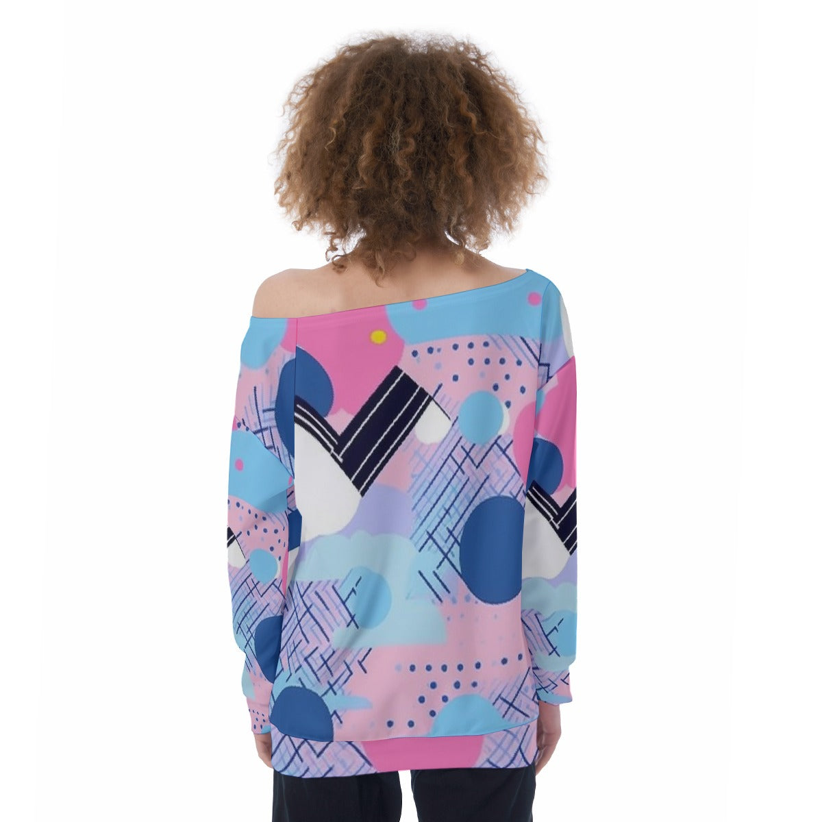 All-Over Print Oversized Women's Off-Shoulder Sweatshirt