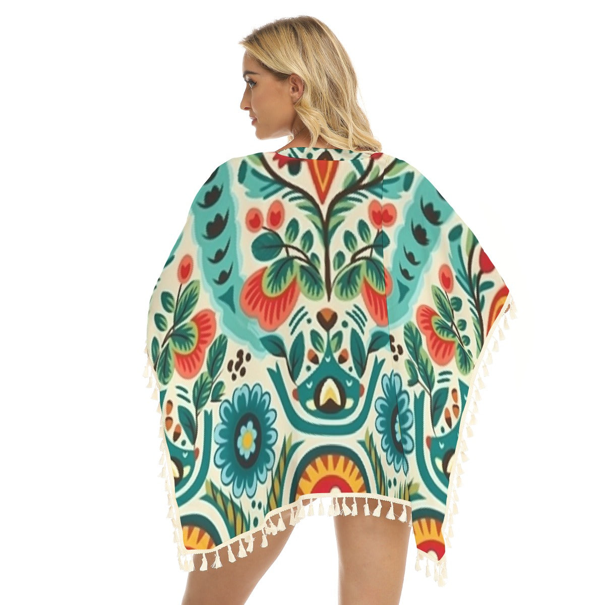 All-Over Print Women's Square Fringed Shawl