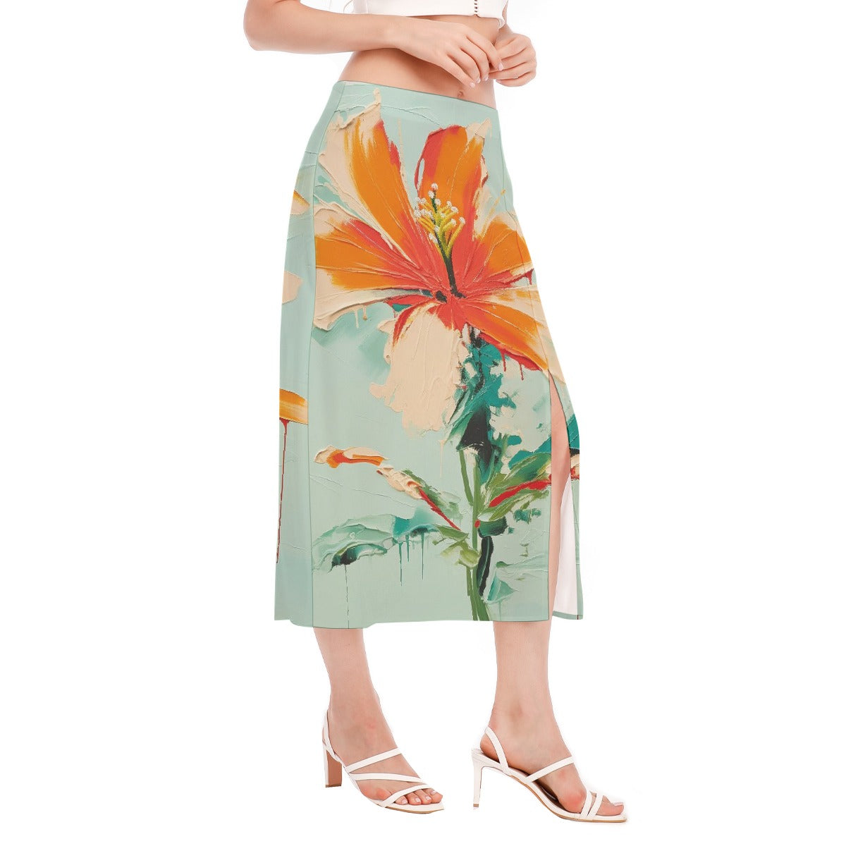 All-Over Print Women's High Slit Long Skirt