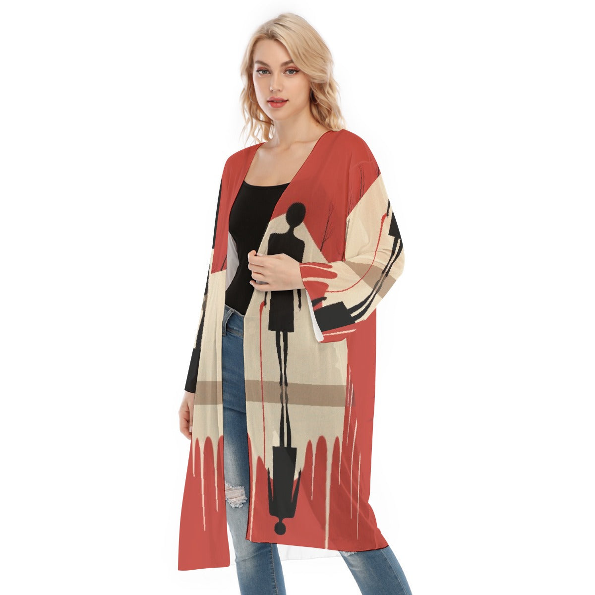 All- Over Print Women's Long Sleeve Mesh Cardigan