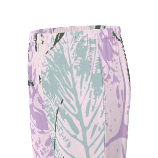 All-Over Print Women's Long Sleeve Pajama Set With Black Contrast Piping