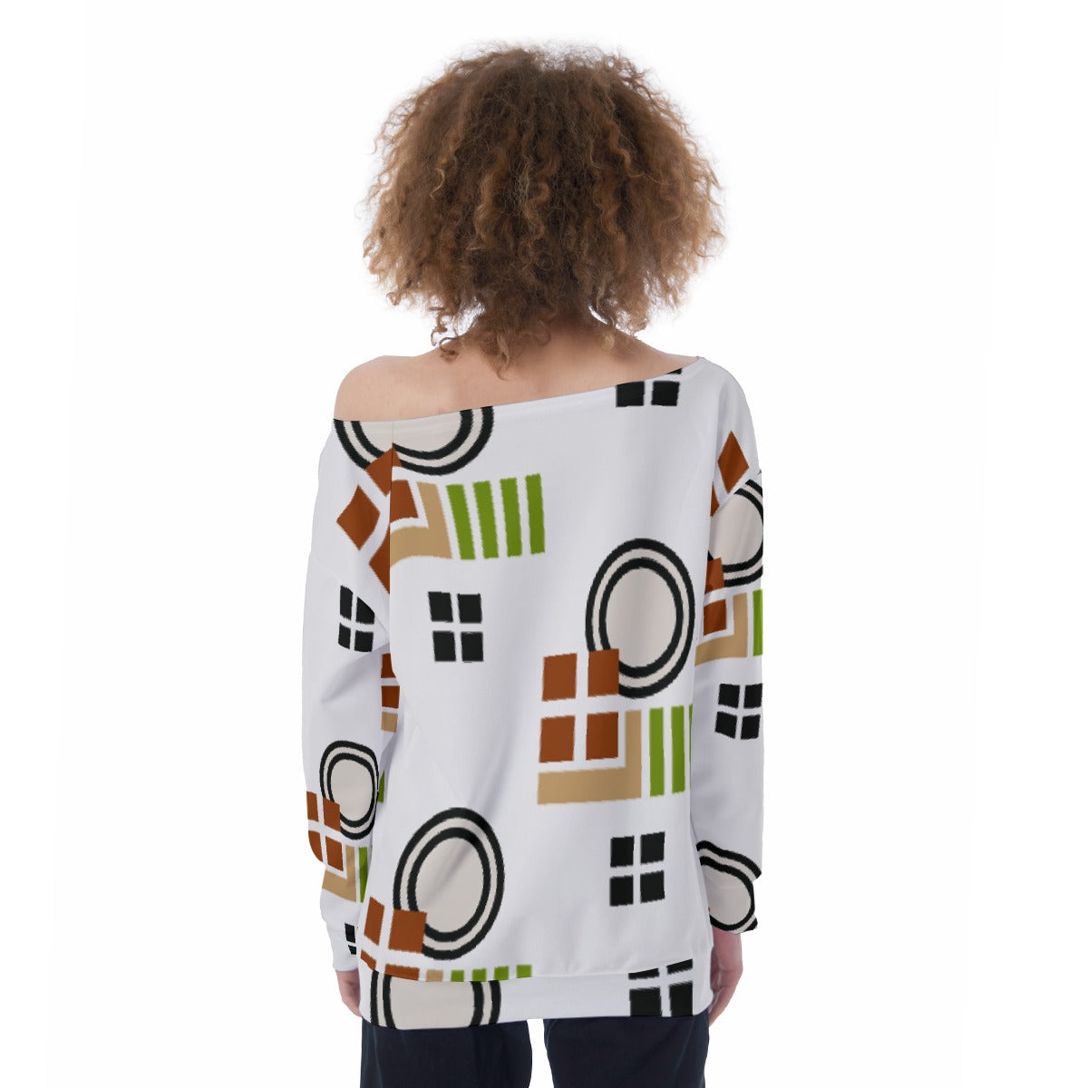 All-Over Print Oversized Women's Off-Shoulder Sweatshirt