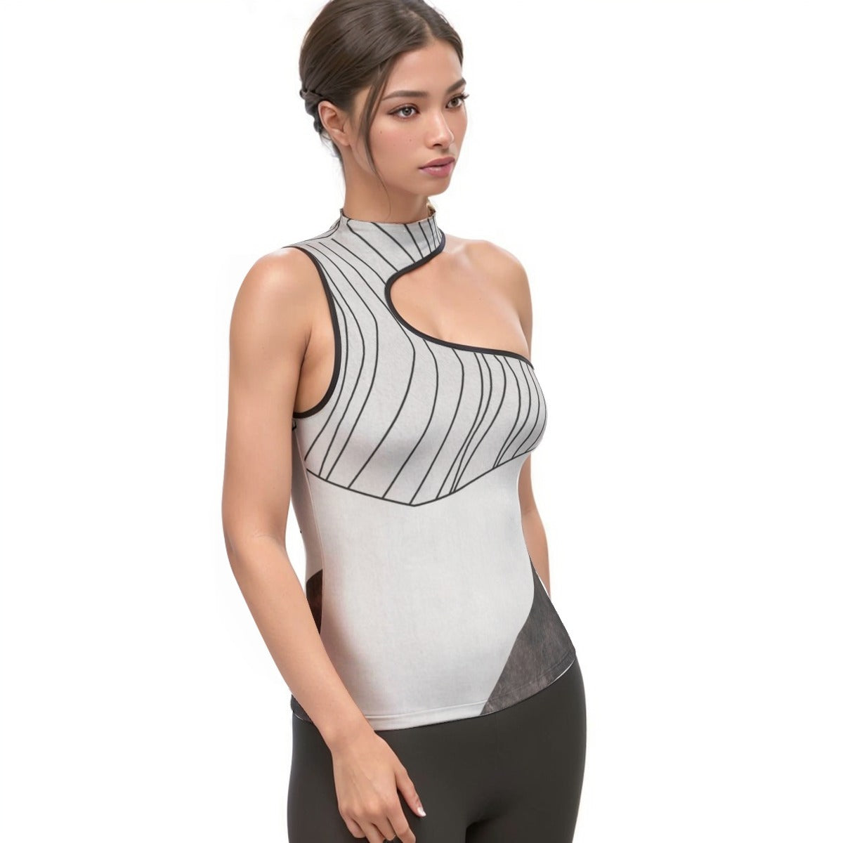 All-Over Print Women's Halter Sleeveless Asymmetrical Tank Top