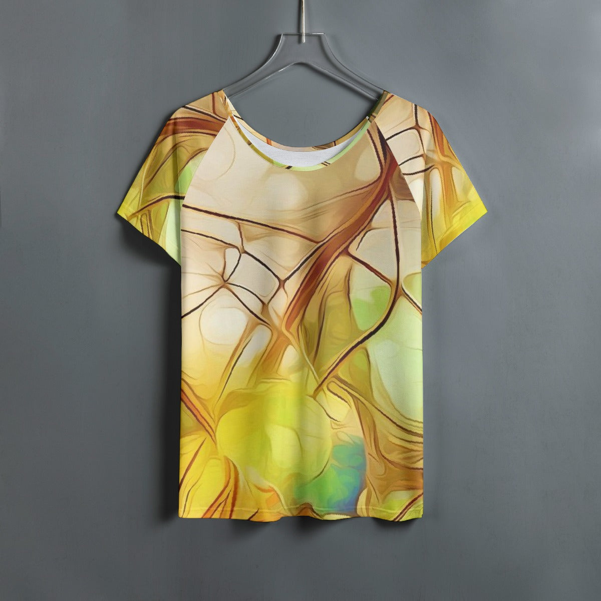 All-Over Print Women's Round Neck T-shirt With Raglan Sleeve