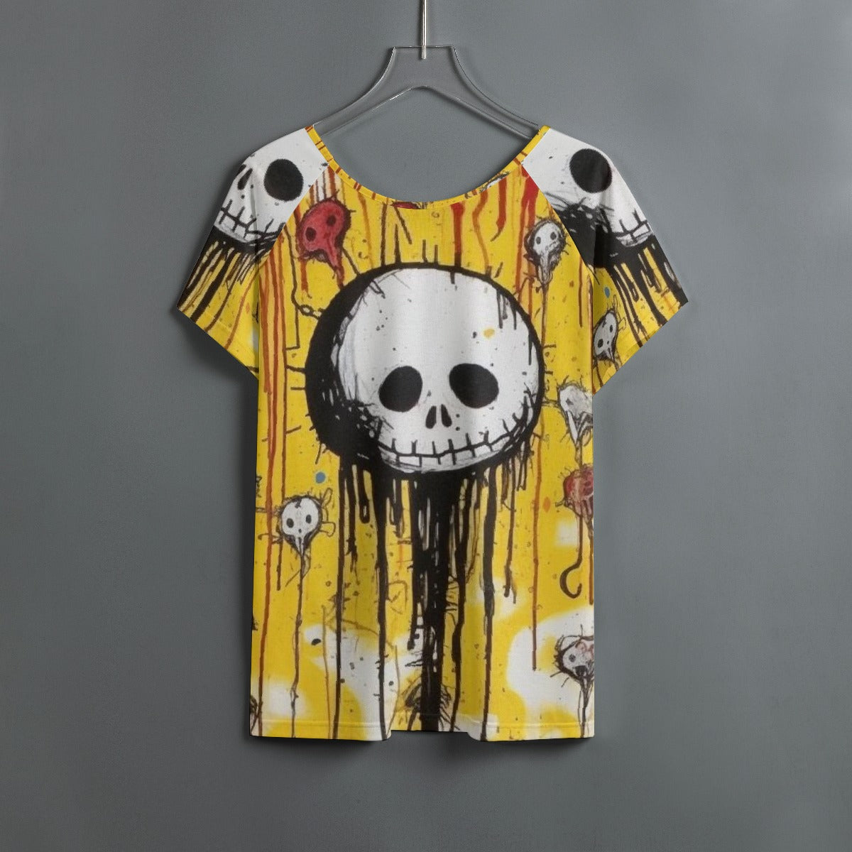 All-Over Print Women's Round Neck T-shirt With Raglan Sleeve