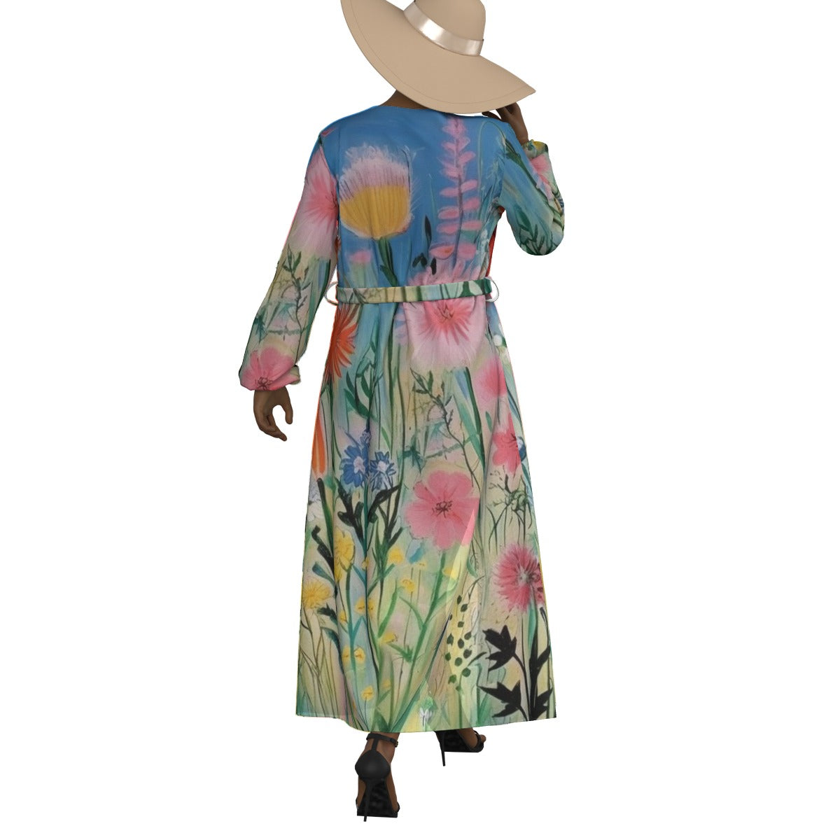 All-Over Print Women's Lace-up Chiffon Robe