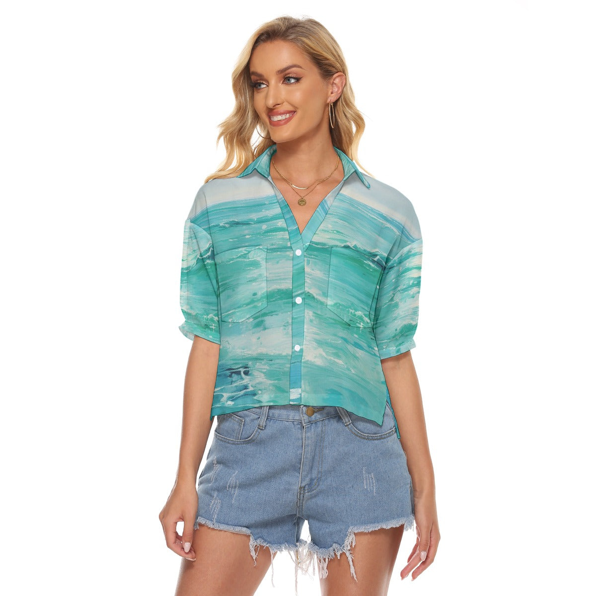 All-Over Print Women's V-neck Shirts