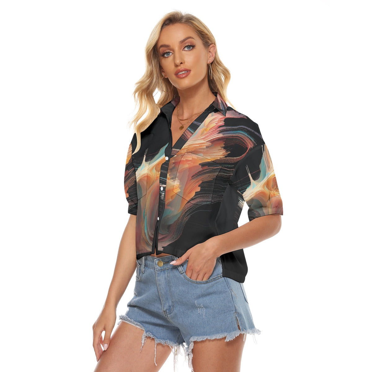 All-Over Print Women's V-neck Shirts