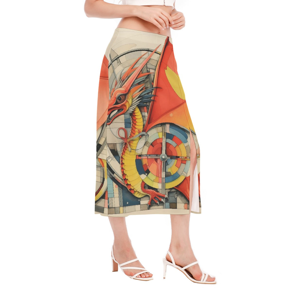 All-Over Print Women's High Slit Long Skirt