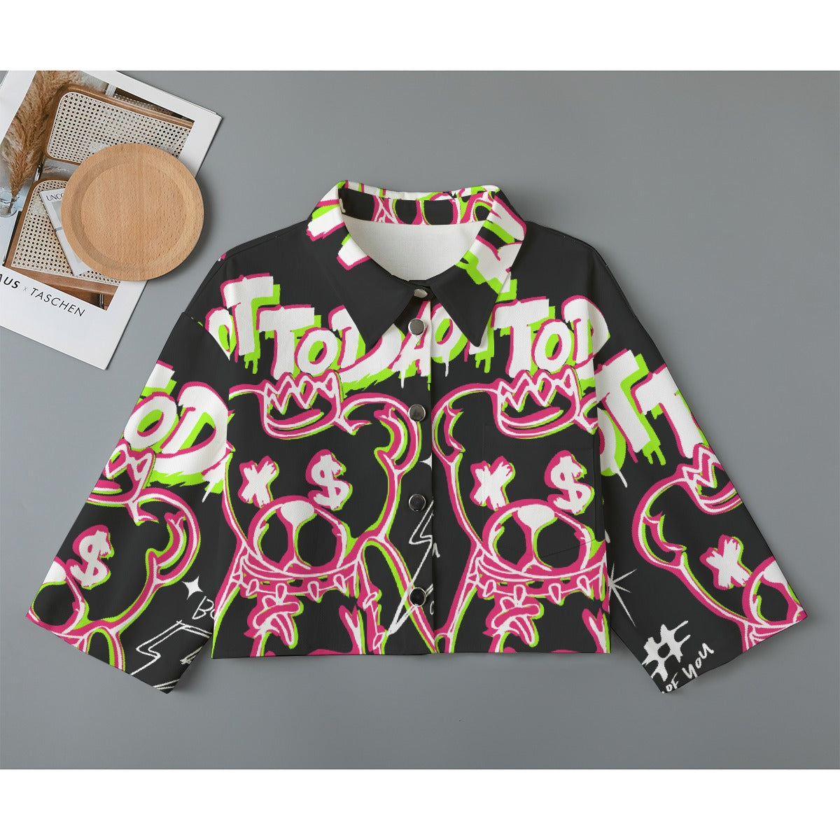 All-Over Print Women's Cropped Jacket | 245GSM Cotton