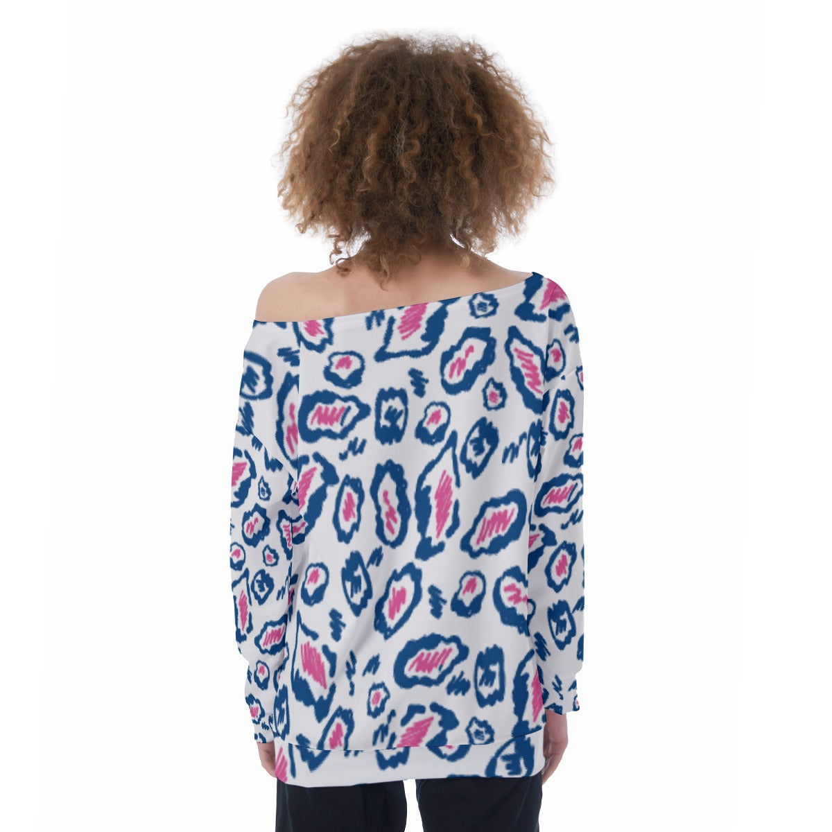 All-Over Print Oversized Women's Off-Shoulder Sweatshirt