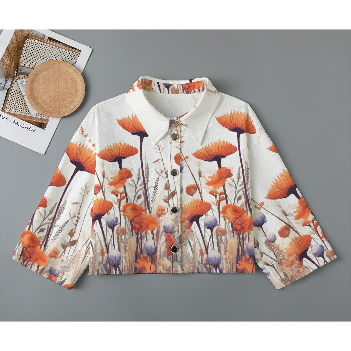 All-Over Print Women's Cropped Jacket | 245GSM Cotton