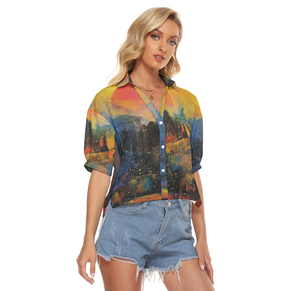 All-Over Print Women's V-neck Shirts