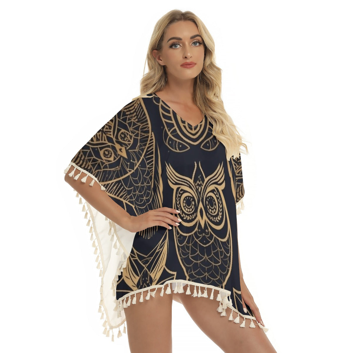 All-Over Print Women's Square Fringed Shawl