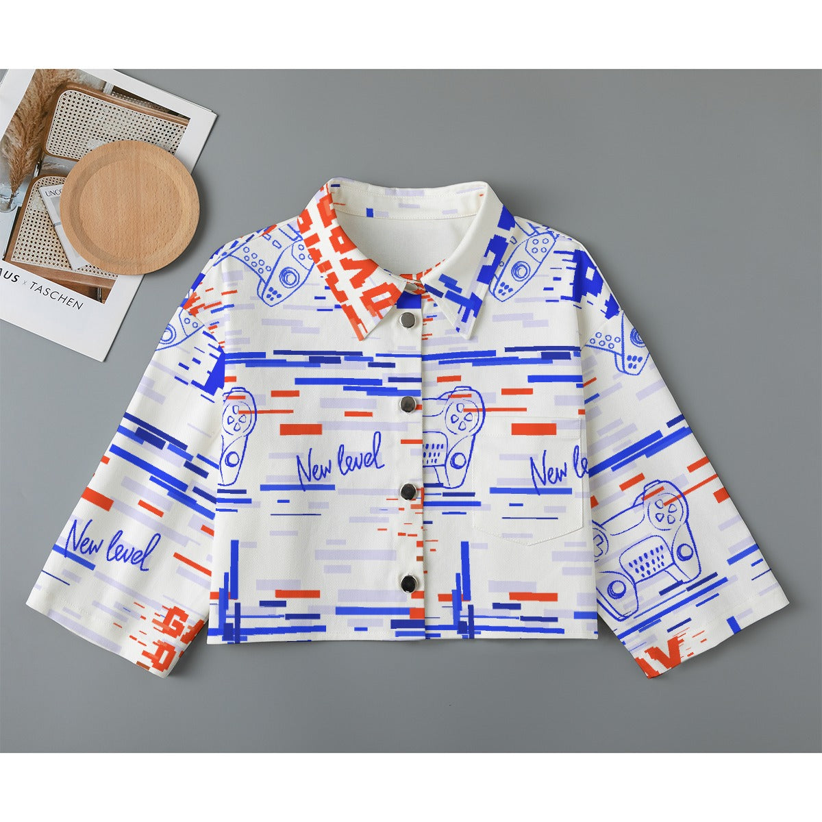All-Over Print Women's Cropped Jacket | 245GSM Cotton