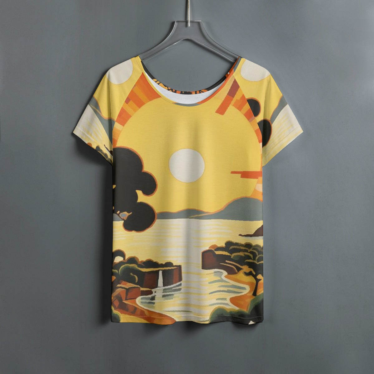 All-Over Print Women's Round Neck T-shirt With Raglan Sleeve