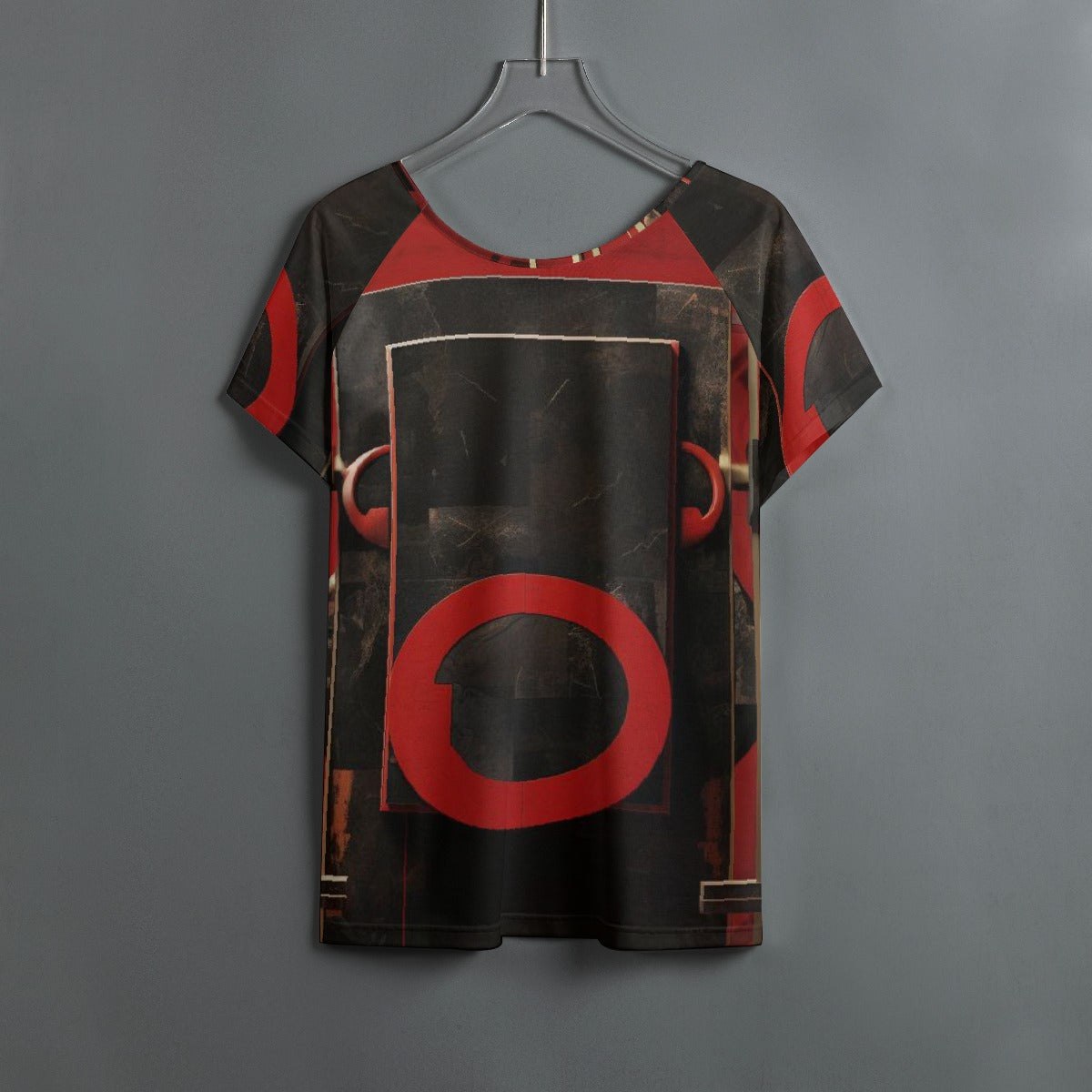 All-Over Print Women's Round Neck T-shirt With Raglan Sleeve