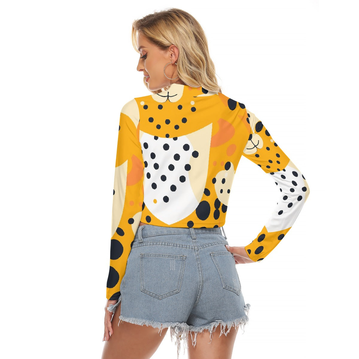 All-Over Print Women's Hollow Chest Keyhole Tight Crop Top