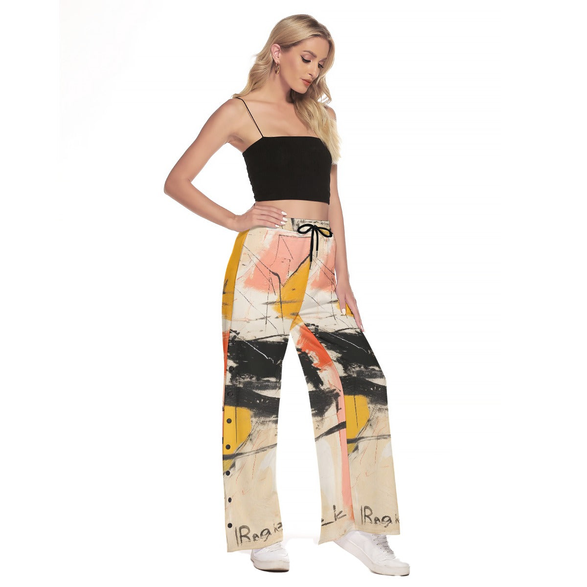 All-Over Print Women's Side Slit Snap Button Trousers