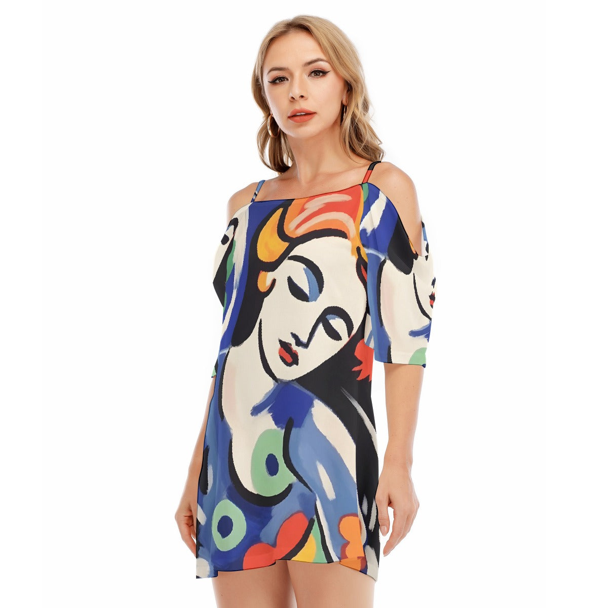 All-Over Print Women's Off-shoulder Cami Dress