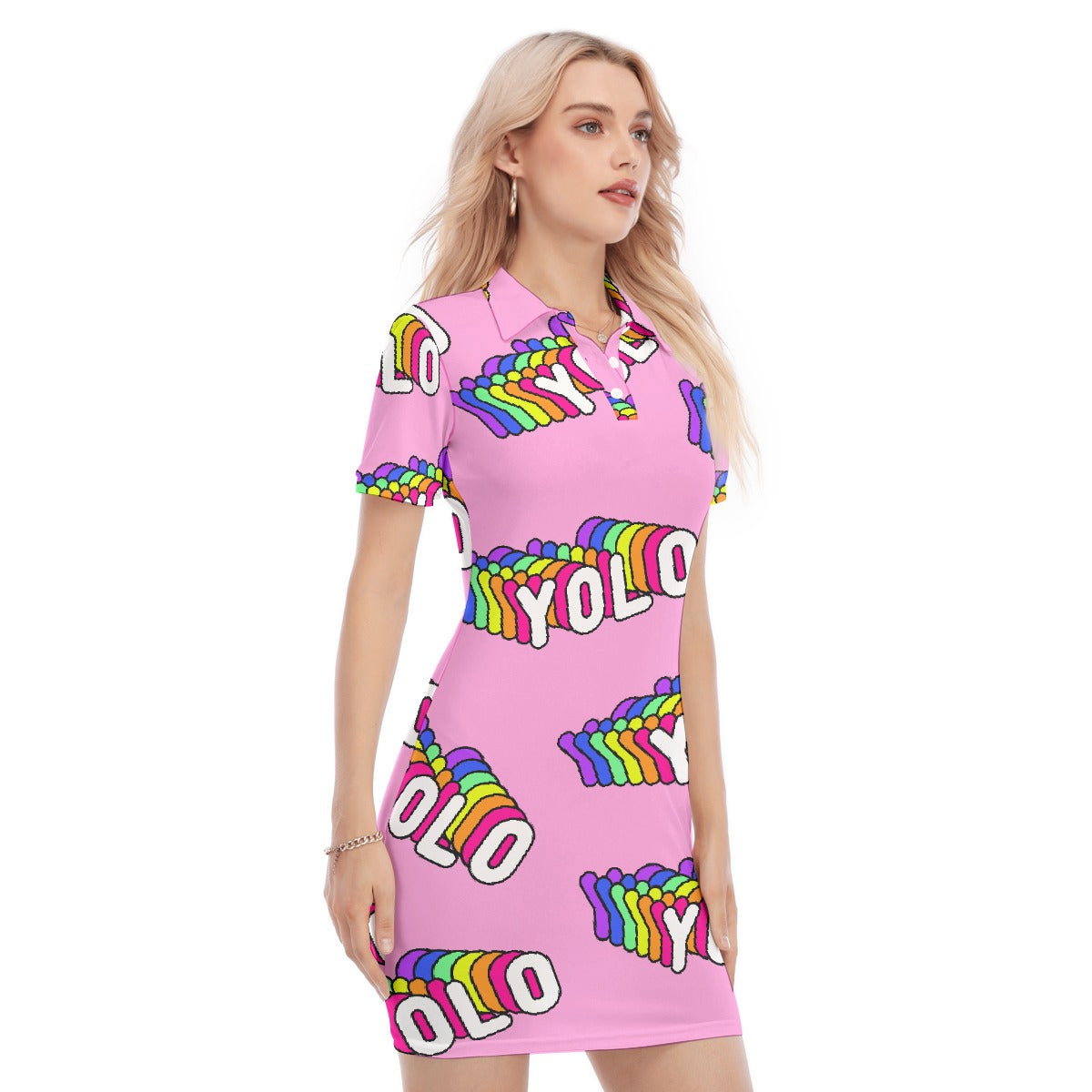 All-Over Print Women's Polo Collar Dress