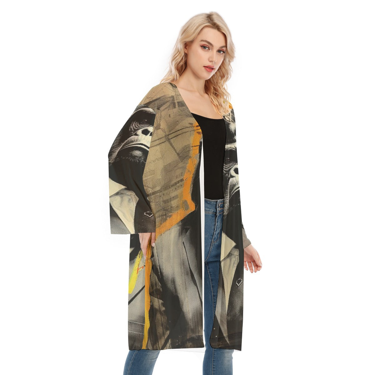 All- Over Print Women's Long Sleeve Mesh Cardigan