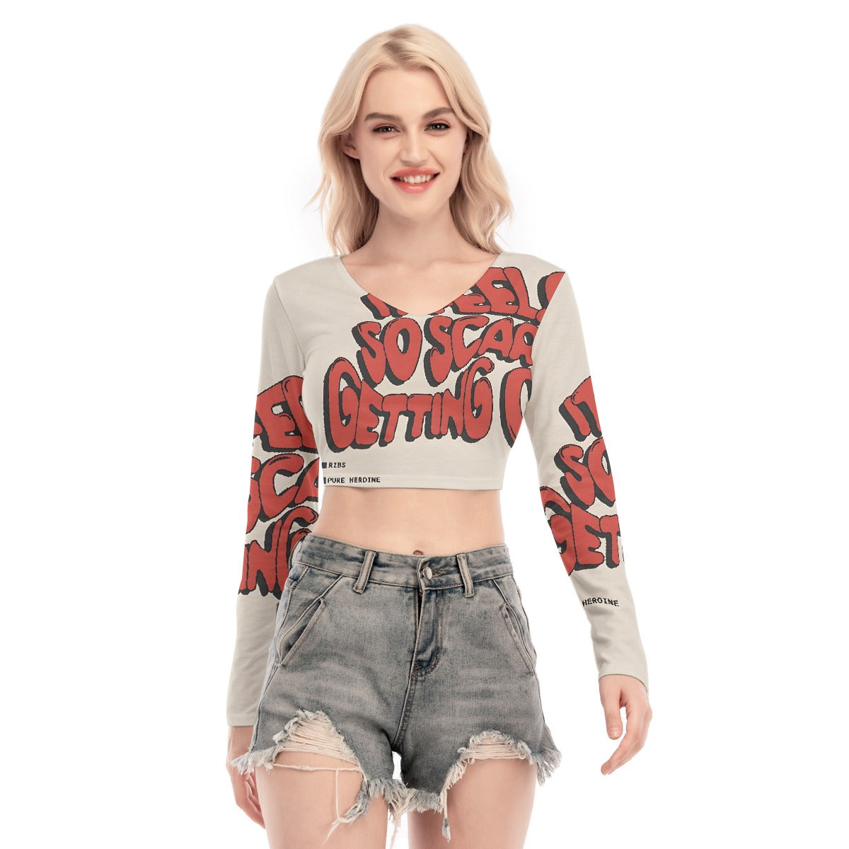 All-Over Print Women's Back Hollow T-shirt With Strap