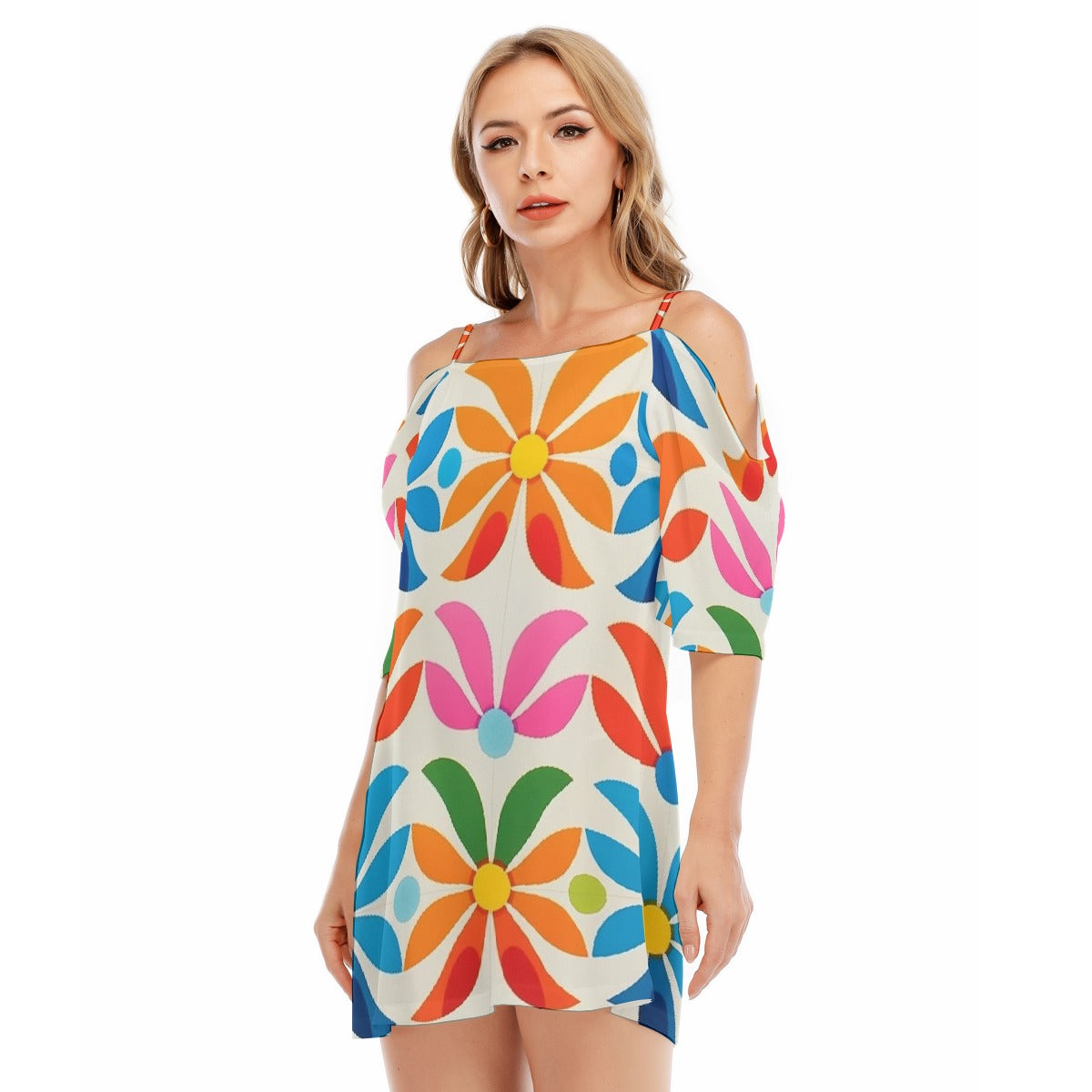 All-Over Print Women's Off-shoulder Cami Dress