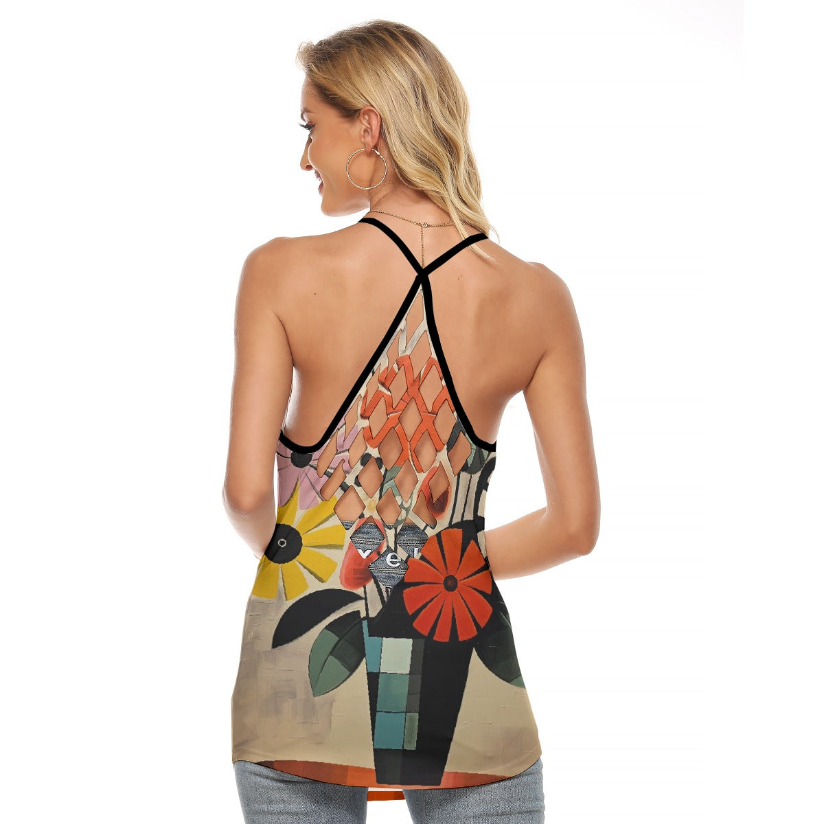 All-Over Print Women's Criss-Cross Open Back Tank Top