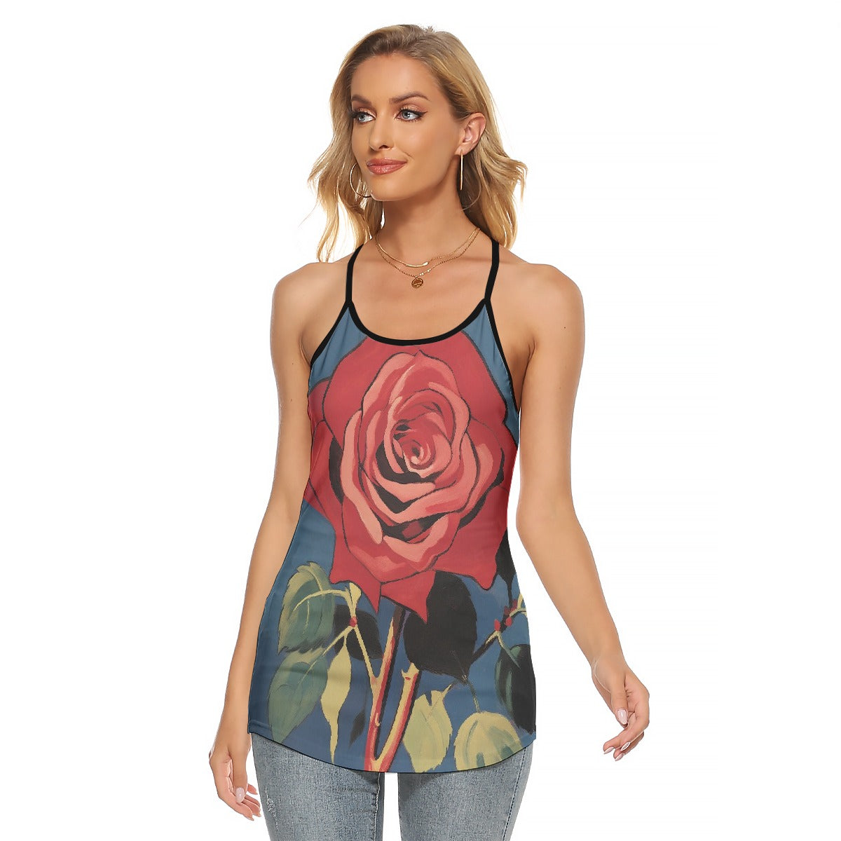 All-Over Print Women's Criss-Cross Open Back Tank Top