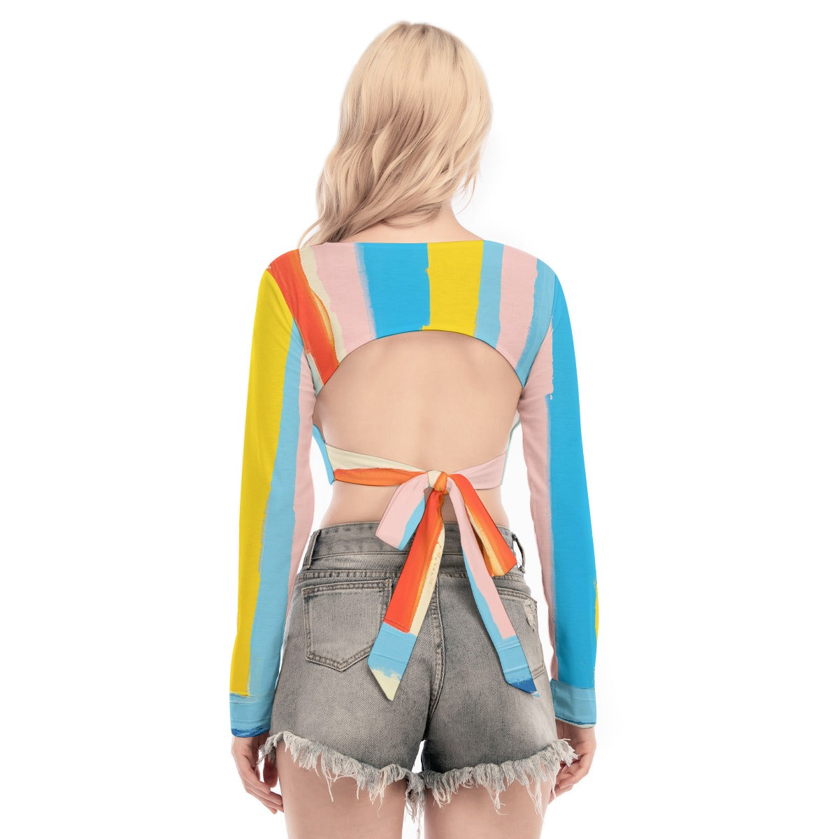 All-Over Print Women's Back Hollow T-shirt With Strap