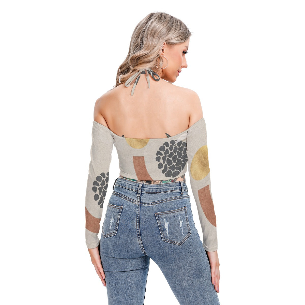 All-Over Print Women's Halter Lace-up Top