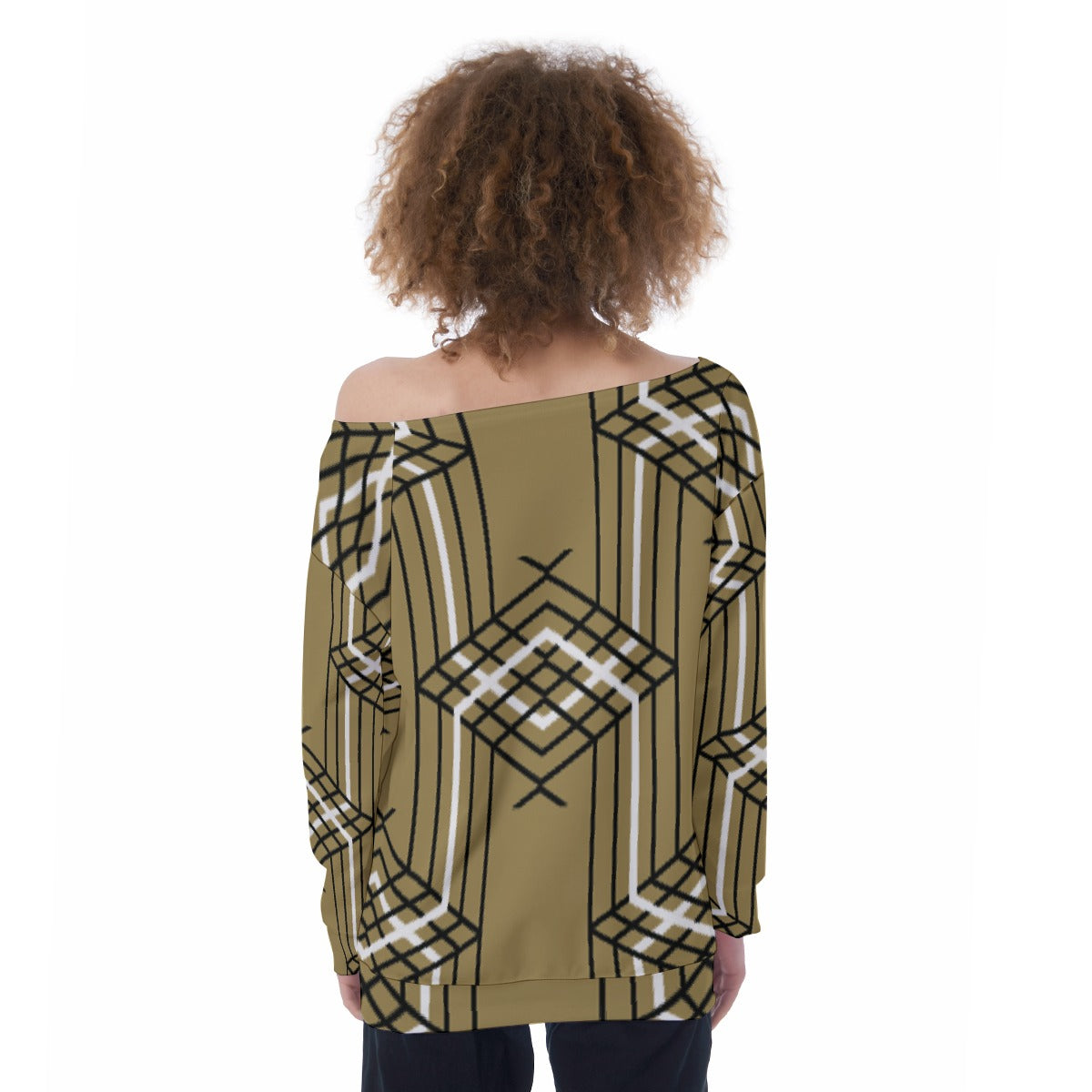 All-Over Print Oversized Women's Off-Shoulder Sweatshirt