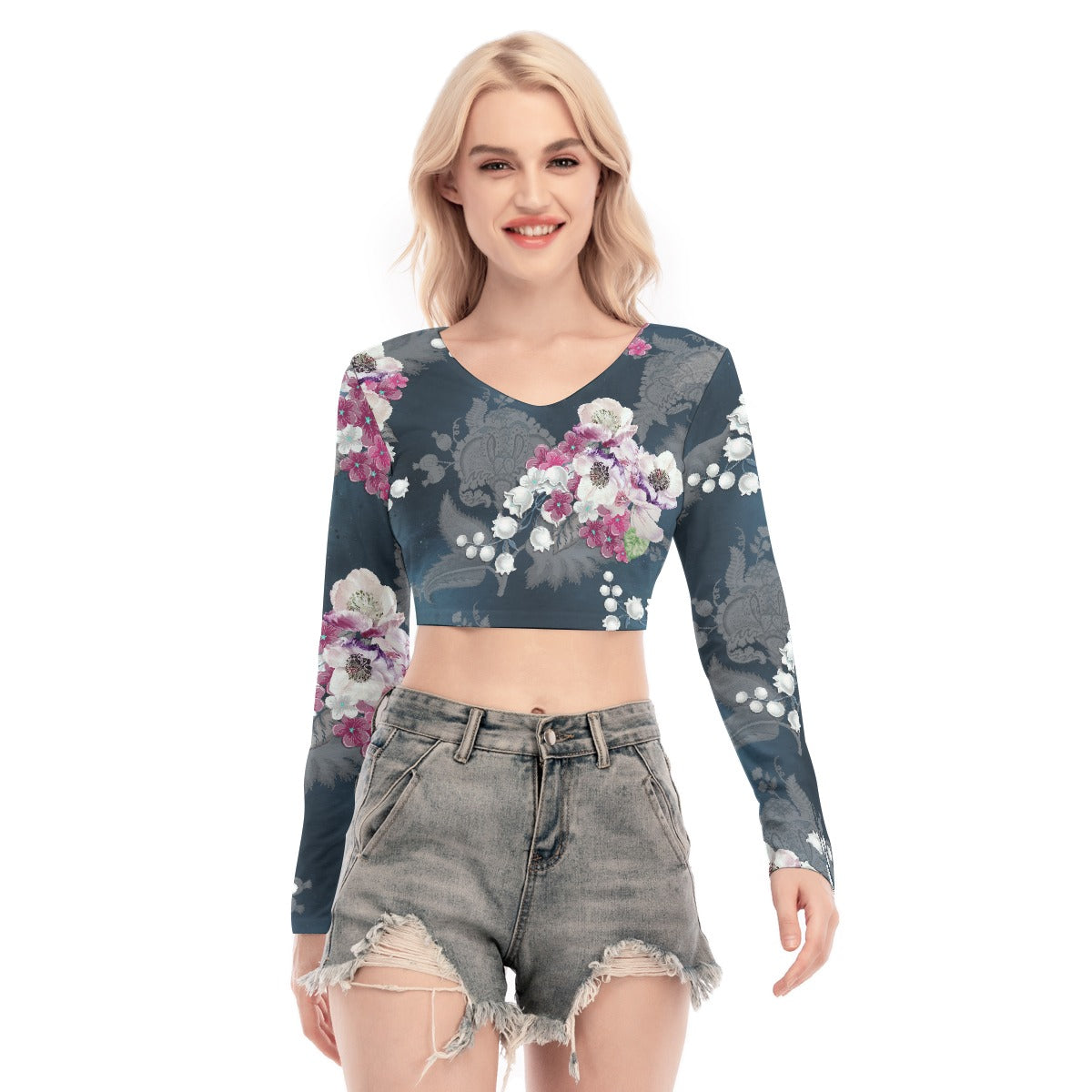 All-Over Print Women's Back Hollow T-shirt With Strap