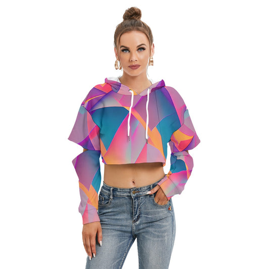 All-Over Print Women's Heavy Fleece Hoodie With Hollow Out Sleeve