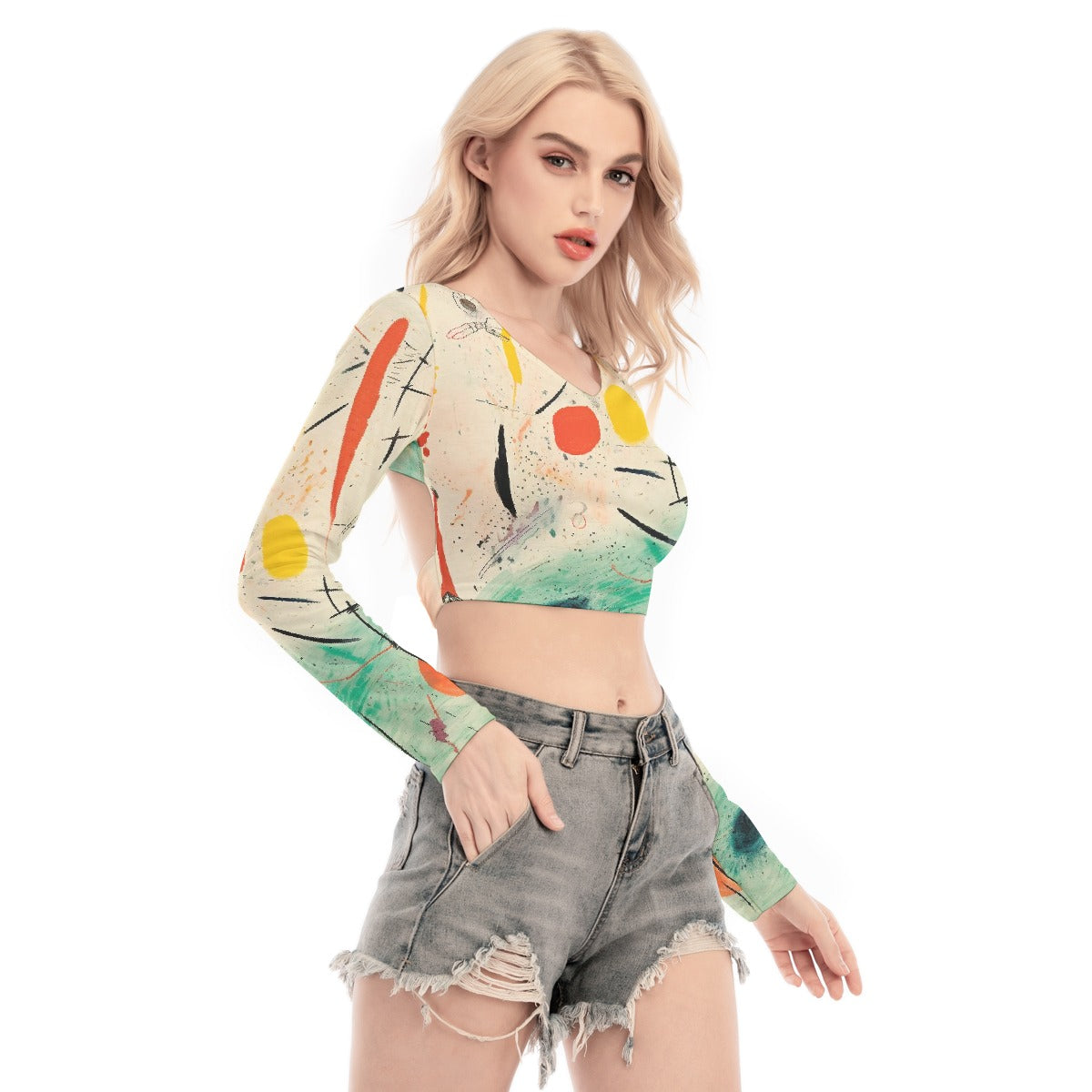 All-Over Print Women's Back Hollow T-shirt With Strap