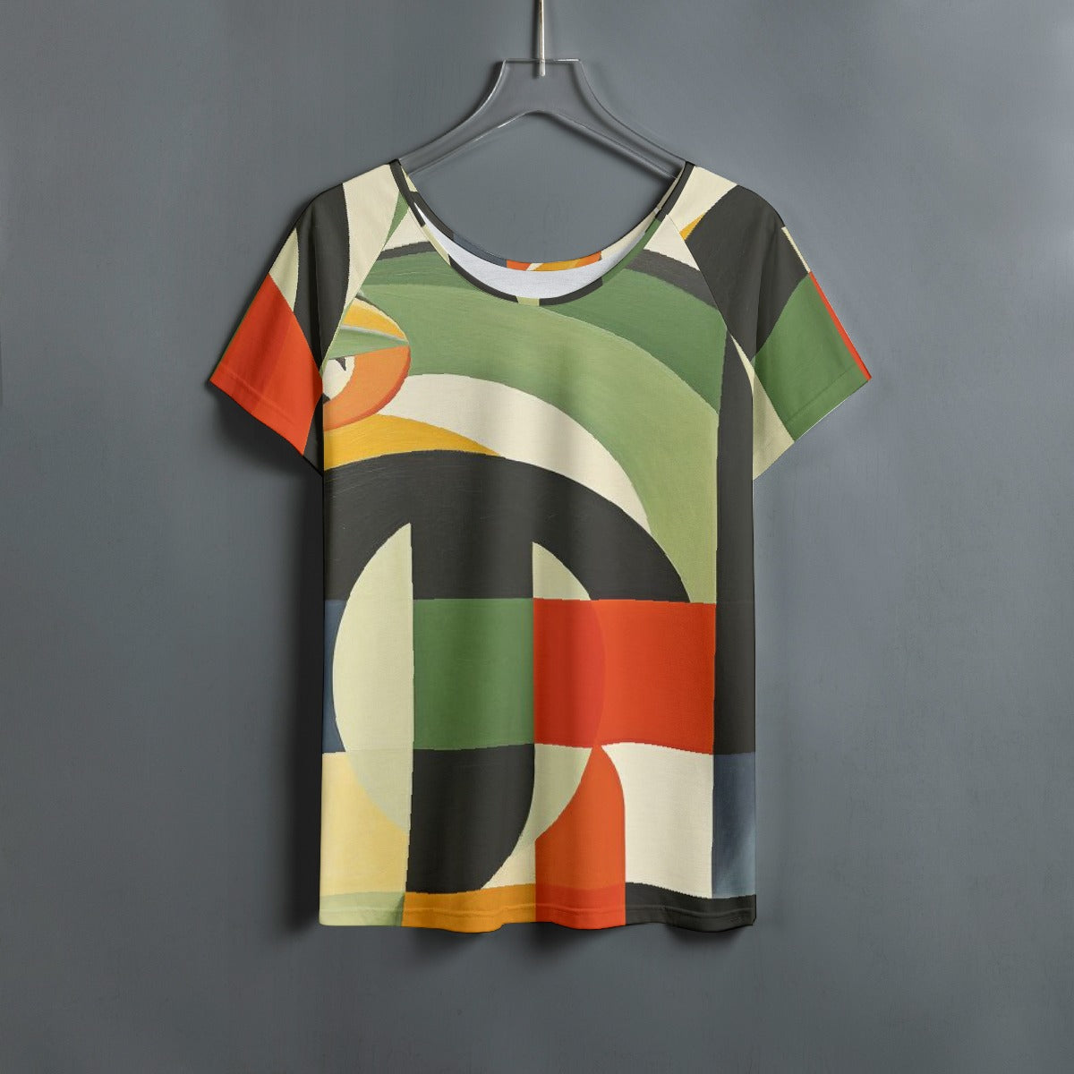 All-Over Print Women's Round Neck T-shirt With Raglan Sleeve