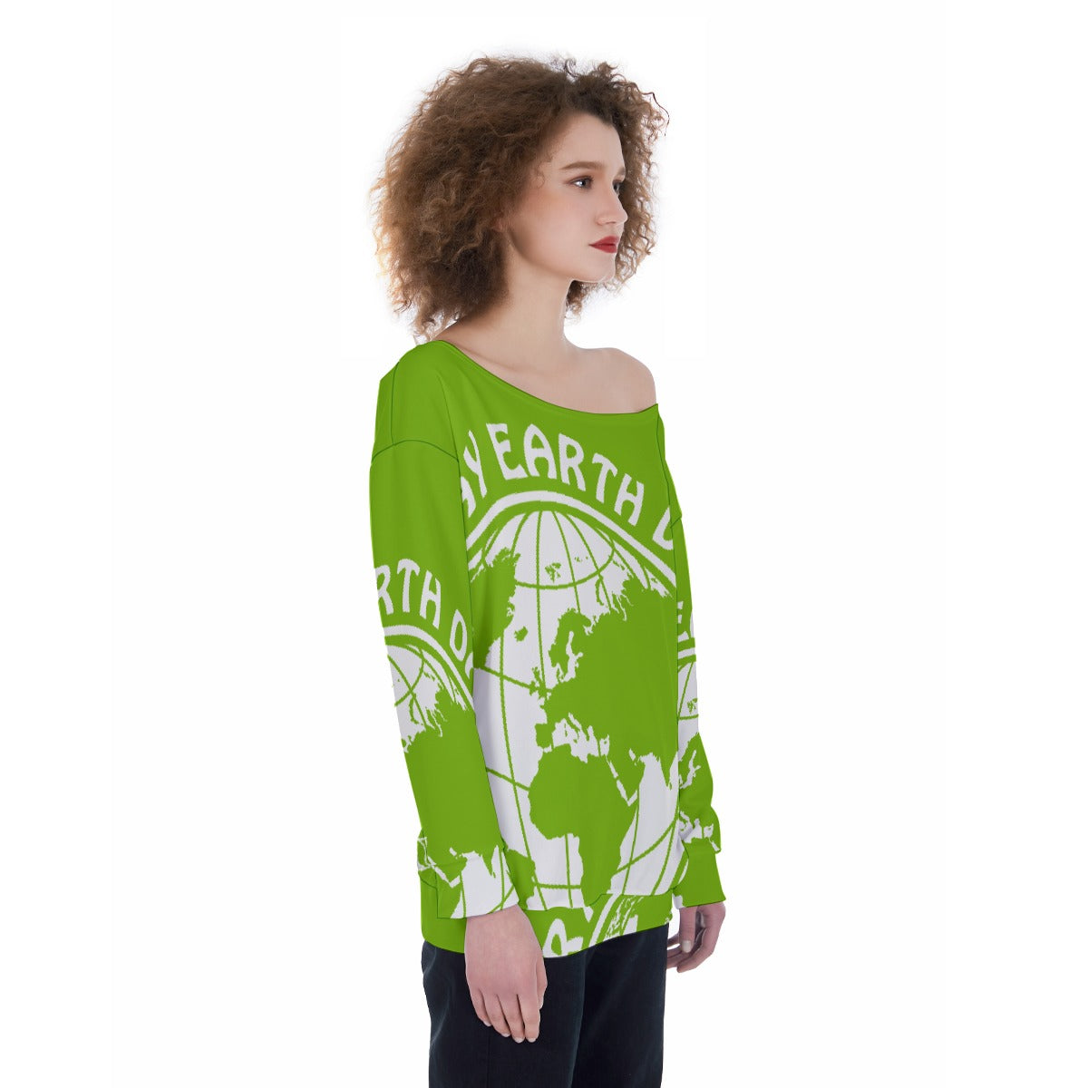 All-Over Print Oversized Women's Off-Shoulder Sweatshirt
