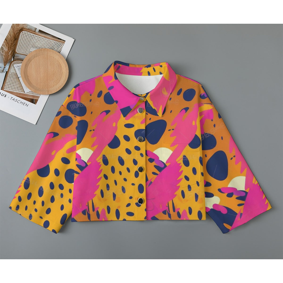 All-Over Print Women's Cropped Jacket | 245GSM Cotton