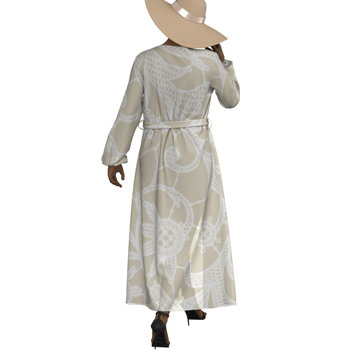 All-Over Print Women's Lace-up Chiffon Robe