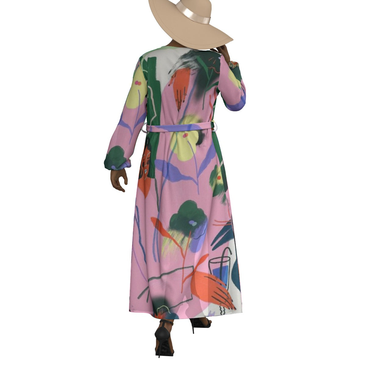 All-Over Print Women's Lace-up Chiffon Robe