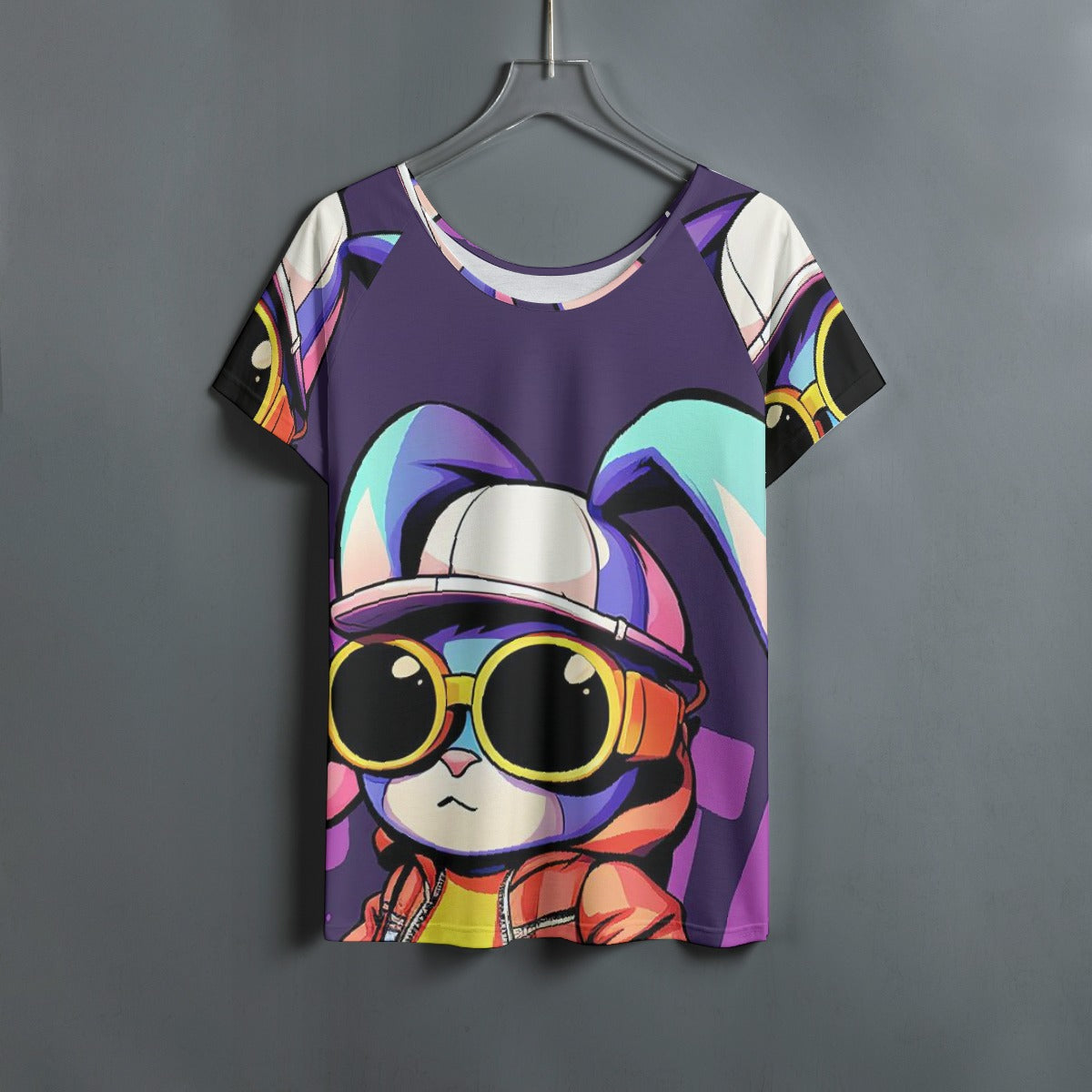 All-Over Print Women's Round Neck T-shirt With Raglan Sleeve