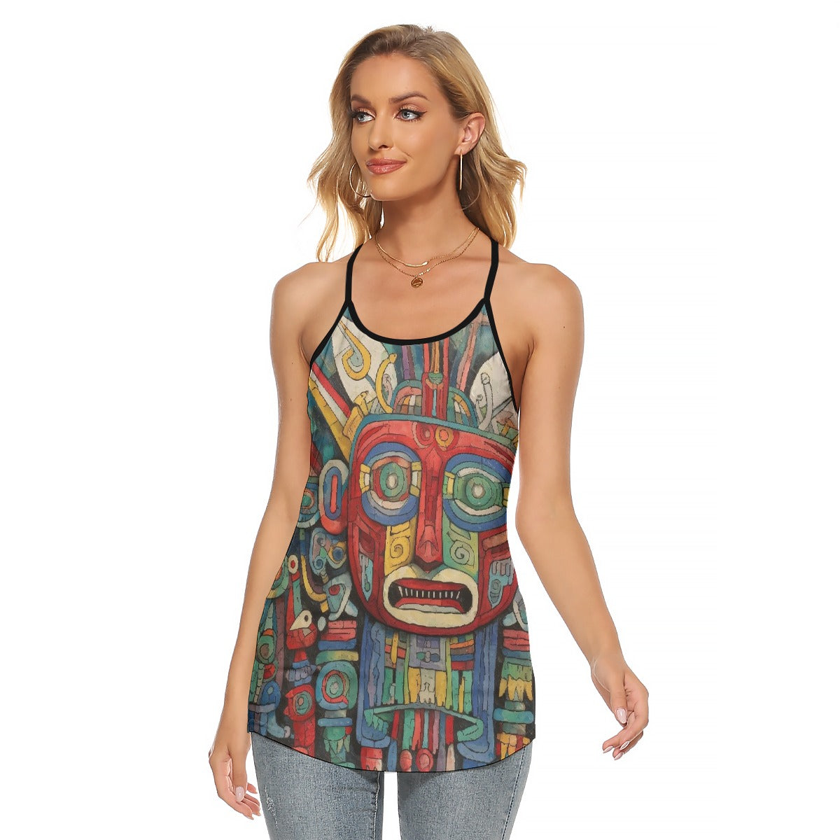 All-Over Print Women's Criss-Cross Open Back Tank Top