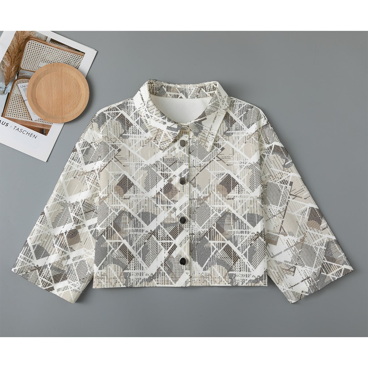 All-Over Print Women's Cropped Jacket | 245GSM Cotton