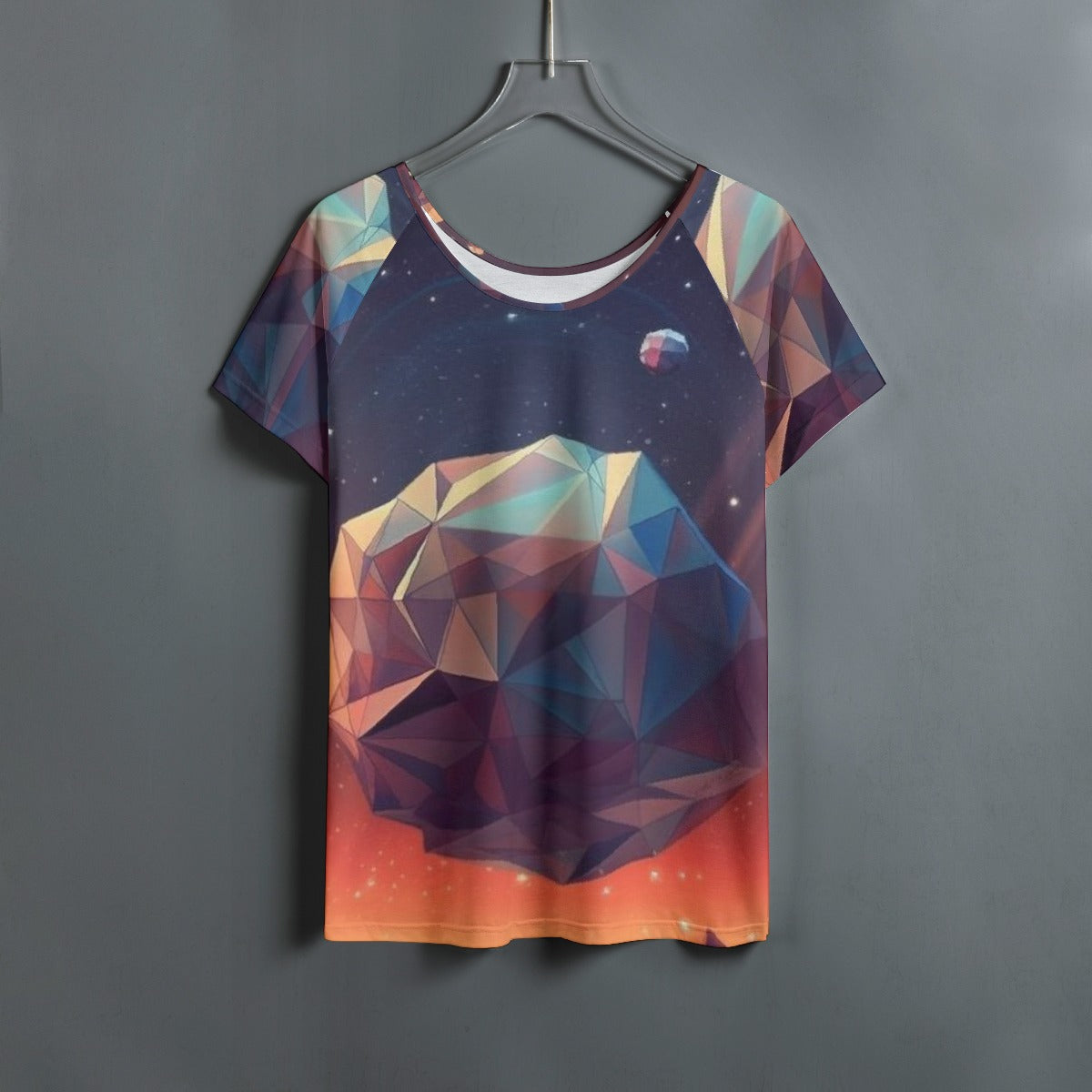 All-Over Print Women's Round Neck T-shirt With Raglan Sleeve
