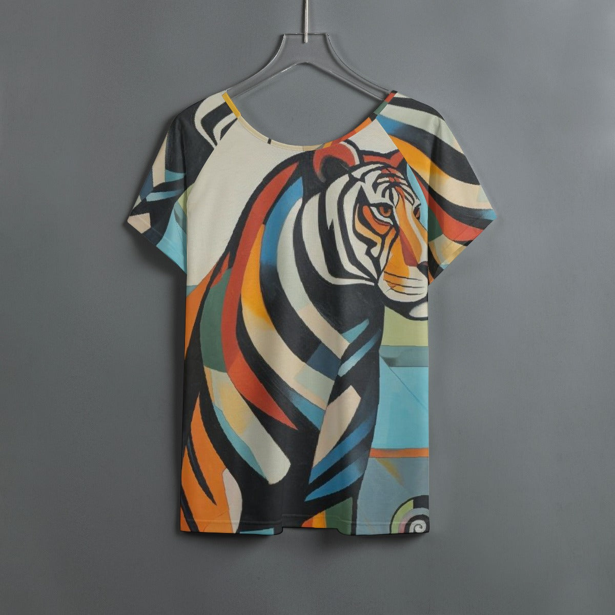 All-Over Print Women's Round Neck T-shirt With Raglan Sleeve