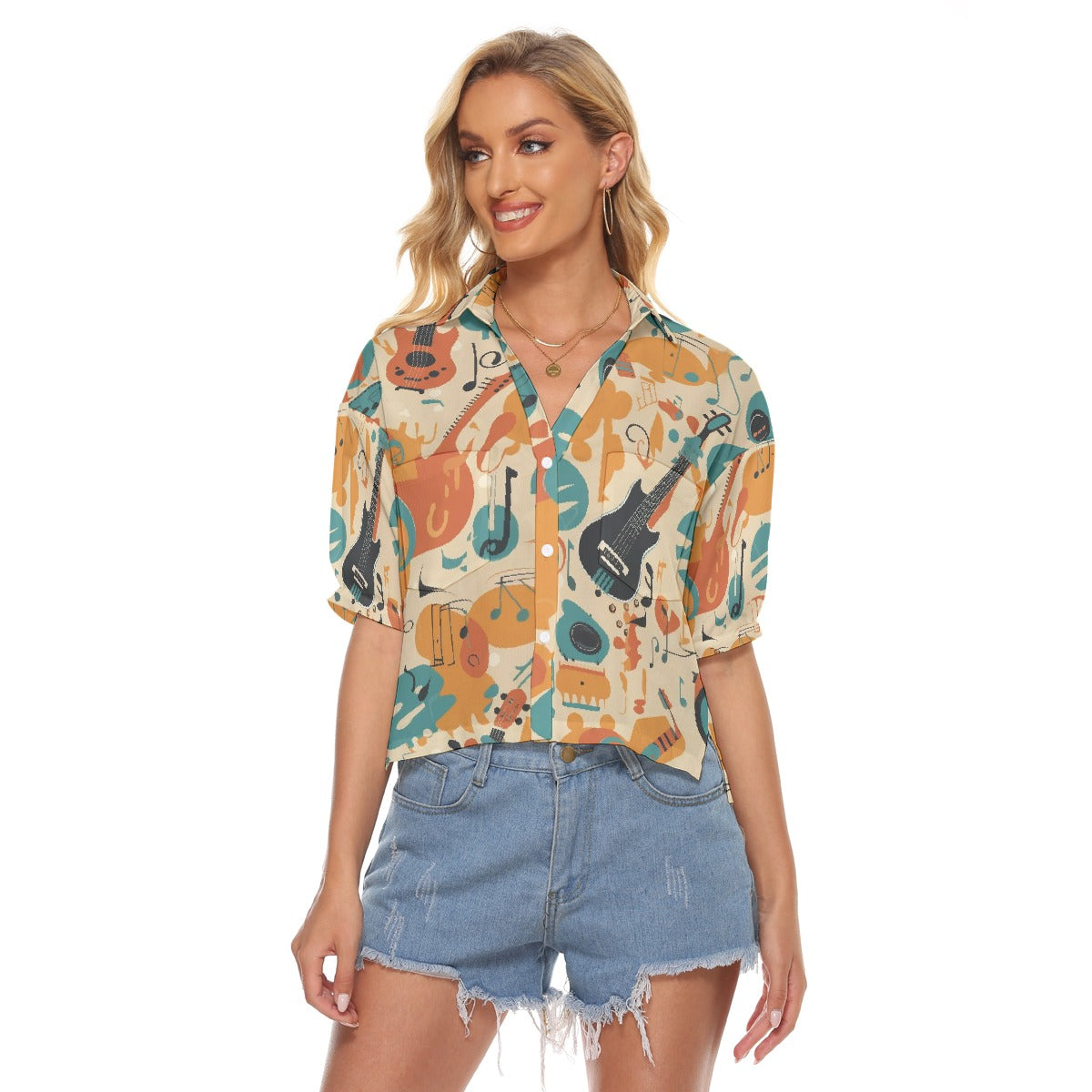 All-Over Print Women's V-neck Shirts