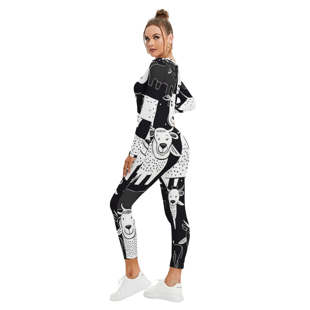 All-Over Print Women's Plunging Neck Jumpsuit