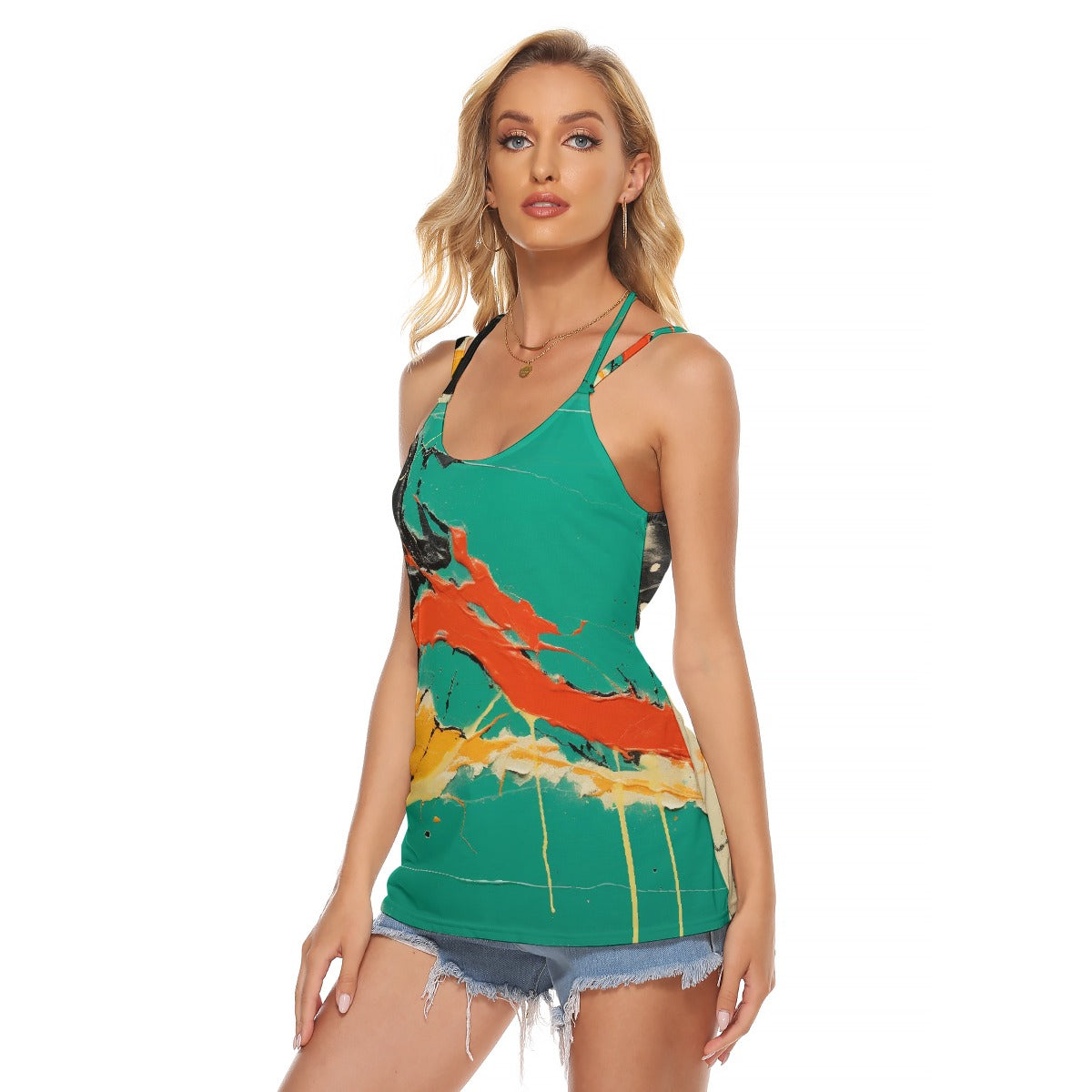 All-Over Print Women's Halter Top With Backless